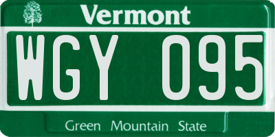VT license plate WGY095