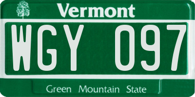 VT license plate WGY097
