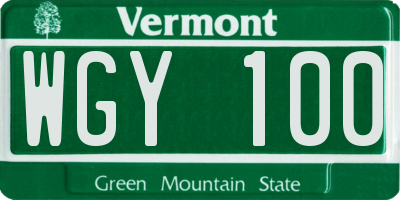 VT license plate WGY100