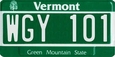 VT license plate WGY101