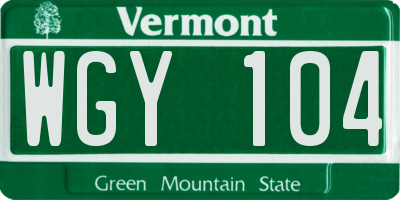 VT license plate WGY104