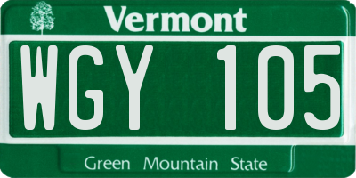 VT license plate WGY105