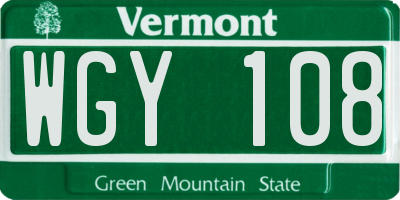 VT license plate WGY108