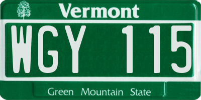 VT license plate WGY115