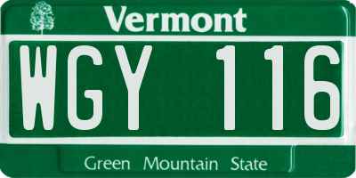 VT license plate WGY116