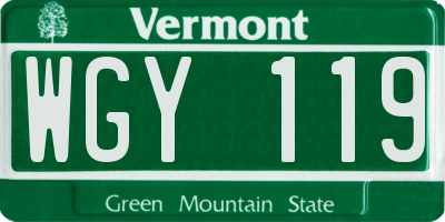 VT license plate WGY119