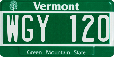 VT license plate WGY120