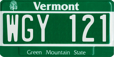VT license plate WGY121