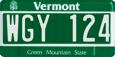 VT license plate WGY124