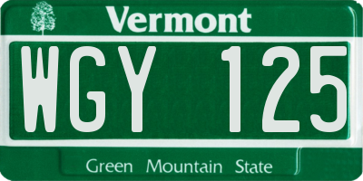 VT license plate WGY125