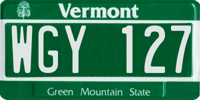 VT license plate WGY127