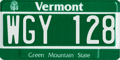 VT license plate WGY128