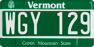 VT license plate WGY129