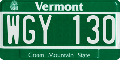 VT license plate WGY130