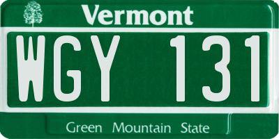 VT license plate WGY131