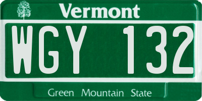 VT license plate WGY132
