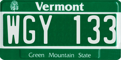 VT license plate WGY133