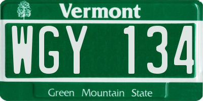 VT license plate WGY134