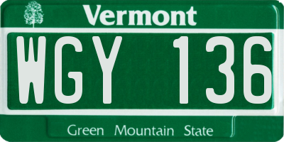 VT license plate WGY136