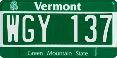 VT license plate WGY137