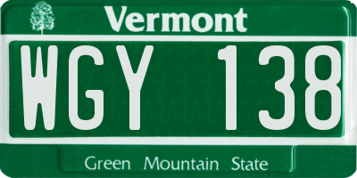 VT license plate WGY138