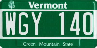 VT license plate WGY140