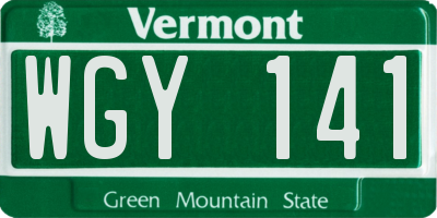 VT license plate WGY141