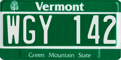 VT license plate WGY142
