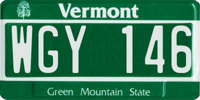 VT license plate WGY146