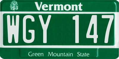 VT license plate WGY147
