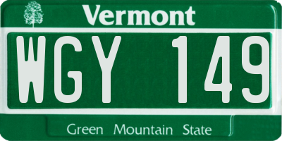 VT license plate WGY149