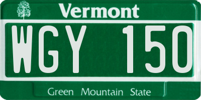 VT license plate WGY150