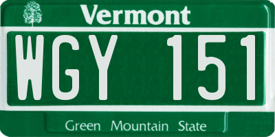 VT license plate WGY151