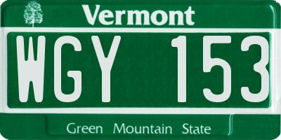 VT license plate WGY153
