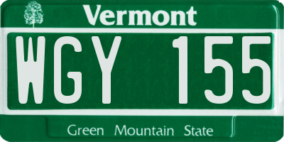 VT license plate WGY155