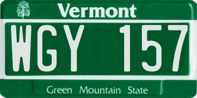 VT license plate WGY157