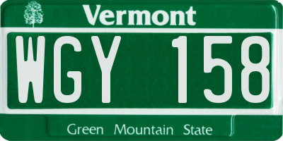 VT license plate WGY158