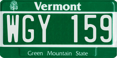VT license plate WGY159