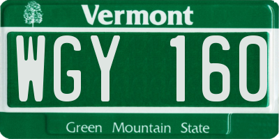 VT license plate WGY160