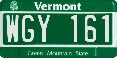 VT license plate WGY161
