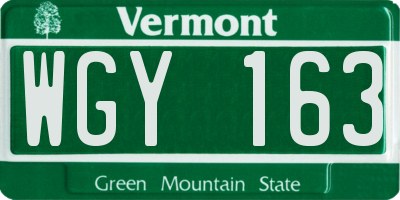 VT license plate WGY163