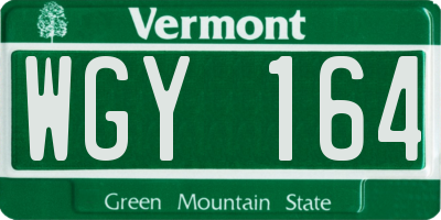VT license plate WGY164