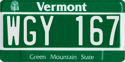 VT license plate WGY167
