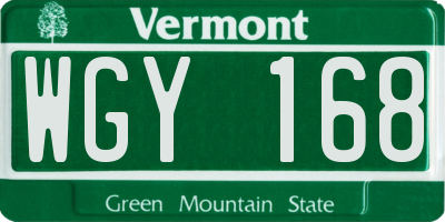 VT license plate WGY168