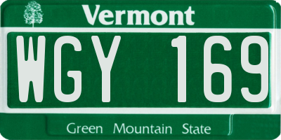 VT license plate WGY169