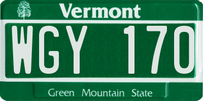 VT license plate WGY170