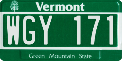 VT license plate WGY171
