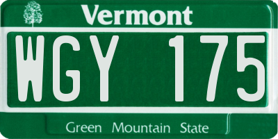 VT license plate WGY175