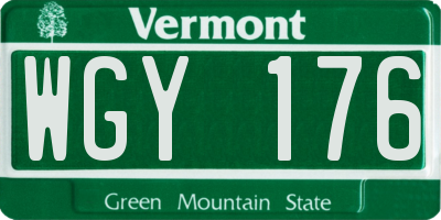 VT license plate WGY176