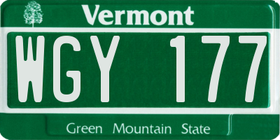 VT license plate WGY177